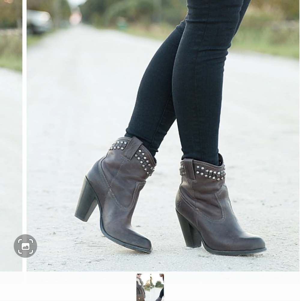 Frye Jenny Cut Stud Short Boot Charcoal 7.5M